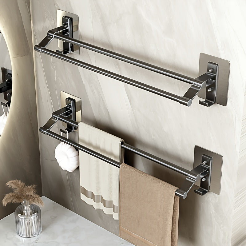 DoubleStand: Towel Holder Bathroom – multifunctional double rod holder, decorative & durable for modern bathrooms