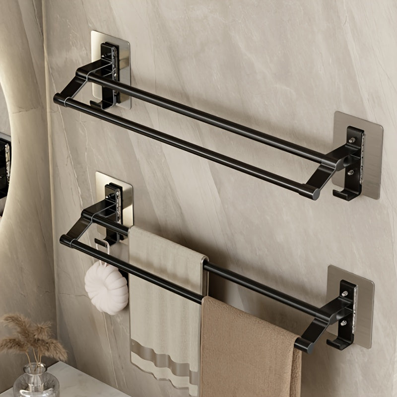 DoubleStand: Towel Holder Bathroom – multifunctional double rod holder, decorative & durable for modern bathrooms