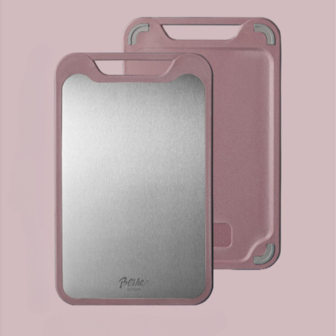 Double-Sided Stainless Steel Cutting Board with Non-Slip Edges – Reversible Chopping Board for Safe Food Preparation
