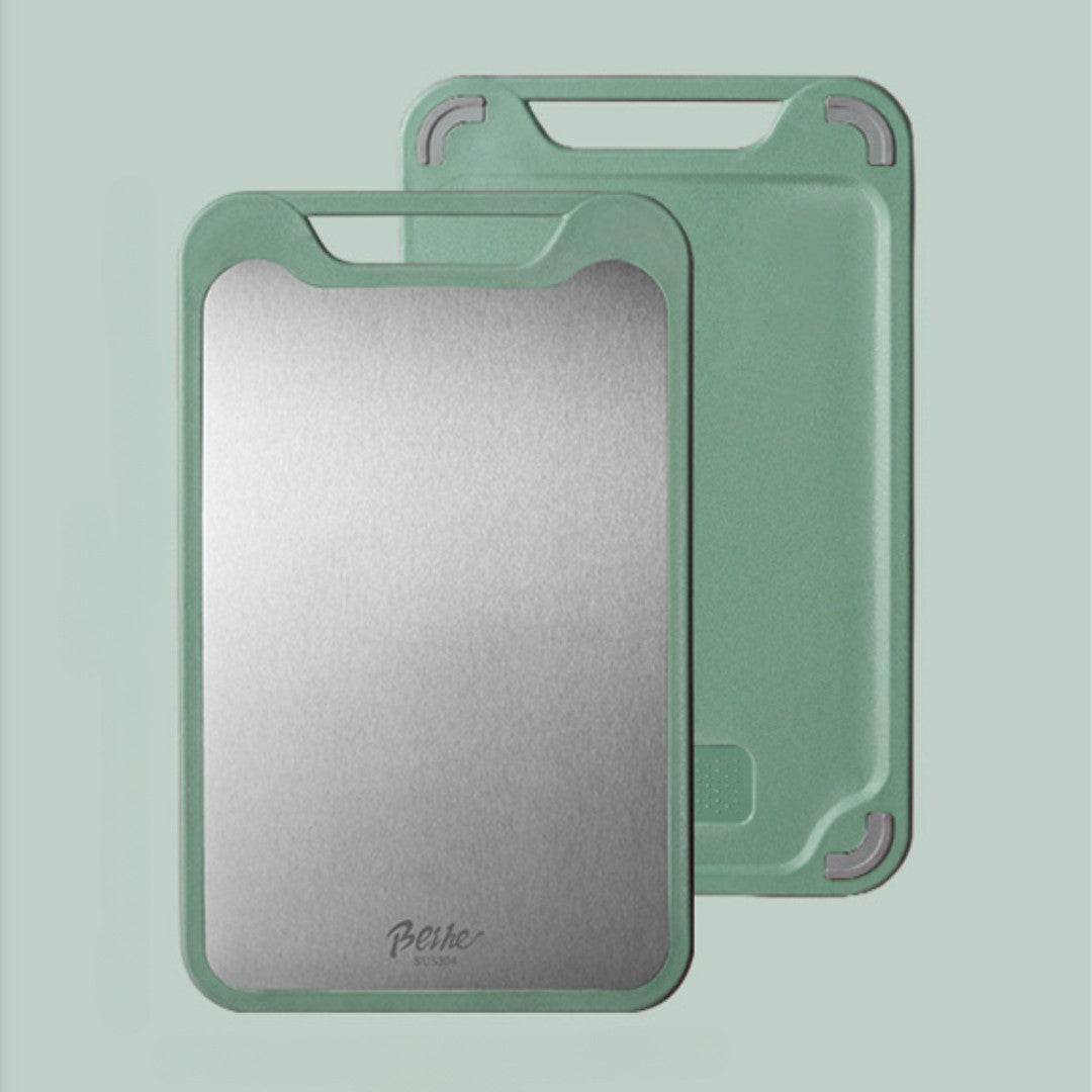 Double-Sided Stainless Steel Cutting Board with Non-Slip Edges – Reversible Chopping Board for Safe Food Preparation