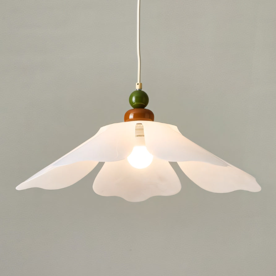 Layered Petal Bloom Pendant Light — White