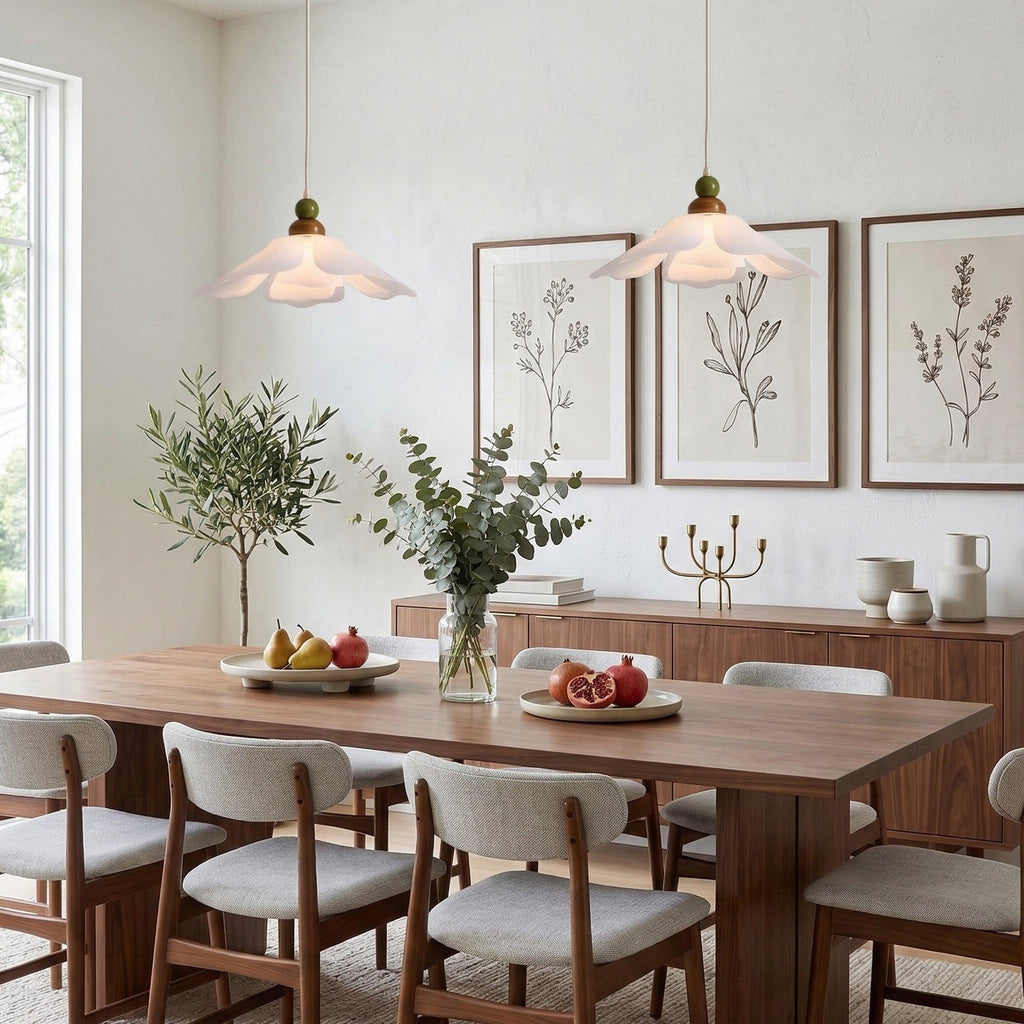 Layered Petal Bloom Pendant Light — White