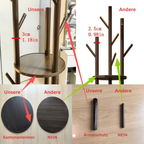 DrehHolz: Freestanding Clothes Rack – Solid Wood Design with 3 Shelves & 9 Hooks, 360° Rotatable for Hallway & Bedroom