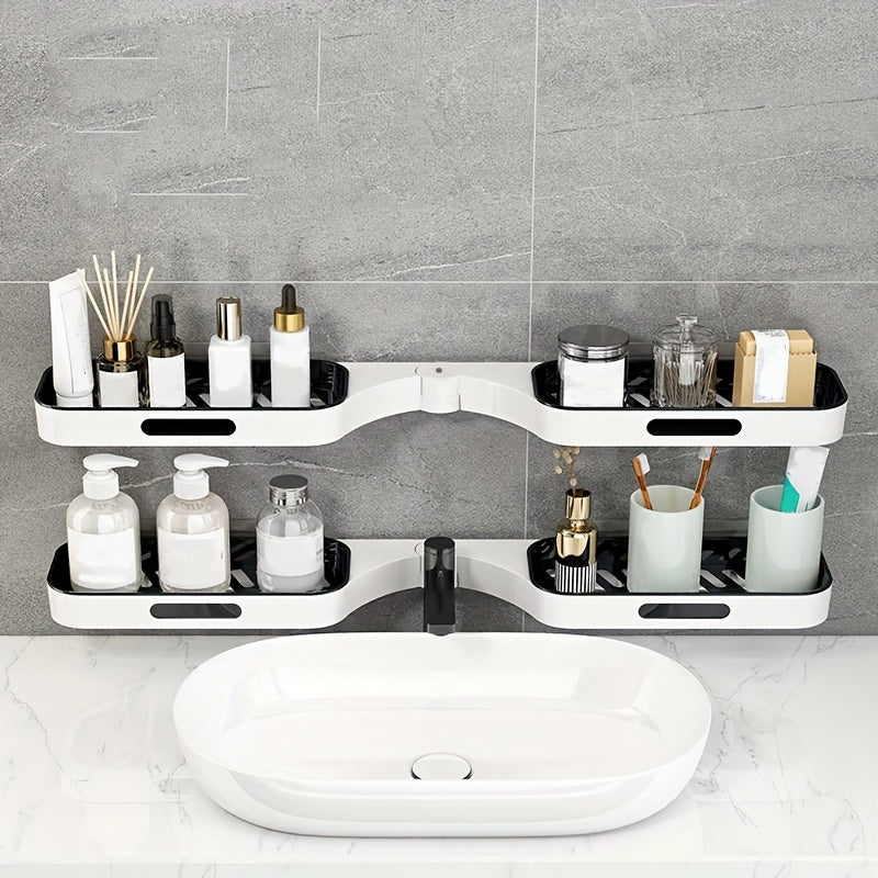 DrehOrdnung: Wall Shelf Bathroom – modern plastic corner shelf, wall-mounted & space-saving for cosmetics & care products
