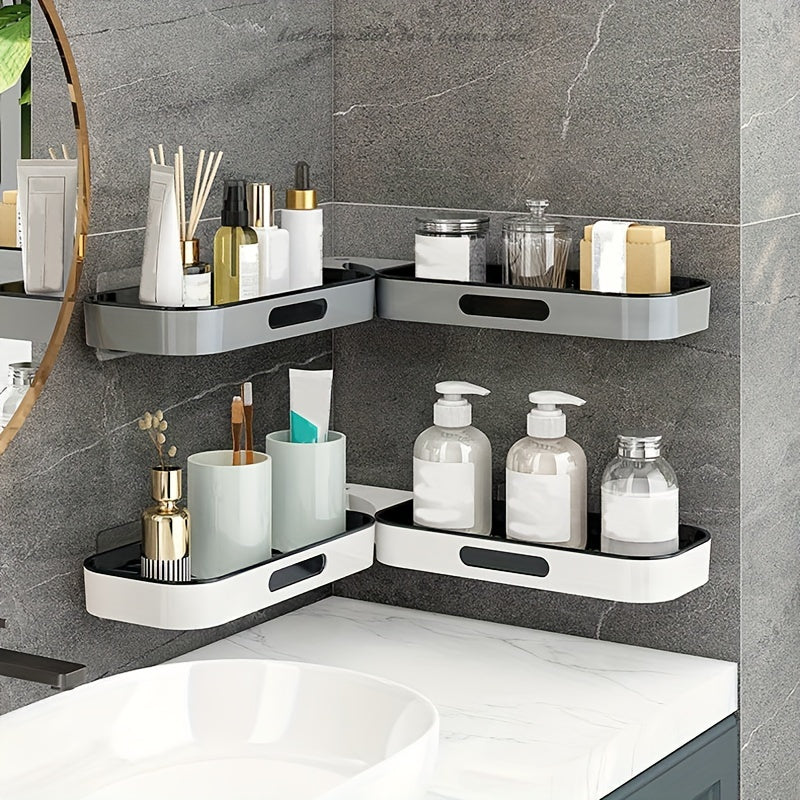 DrehOrdnung: Wall Shelf Bathroom – modern plastic corner shelf, wall-mounted & space-saving for cosmetics & care products