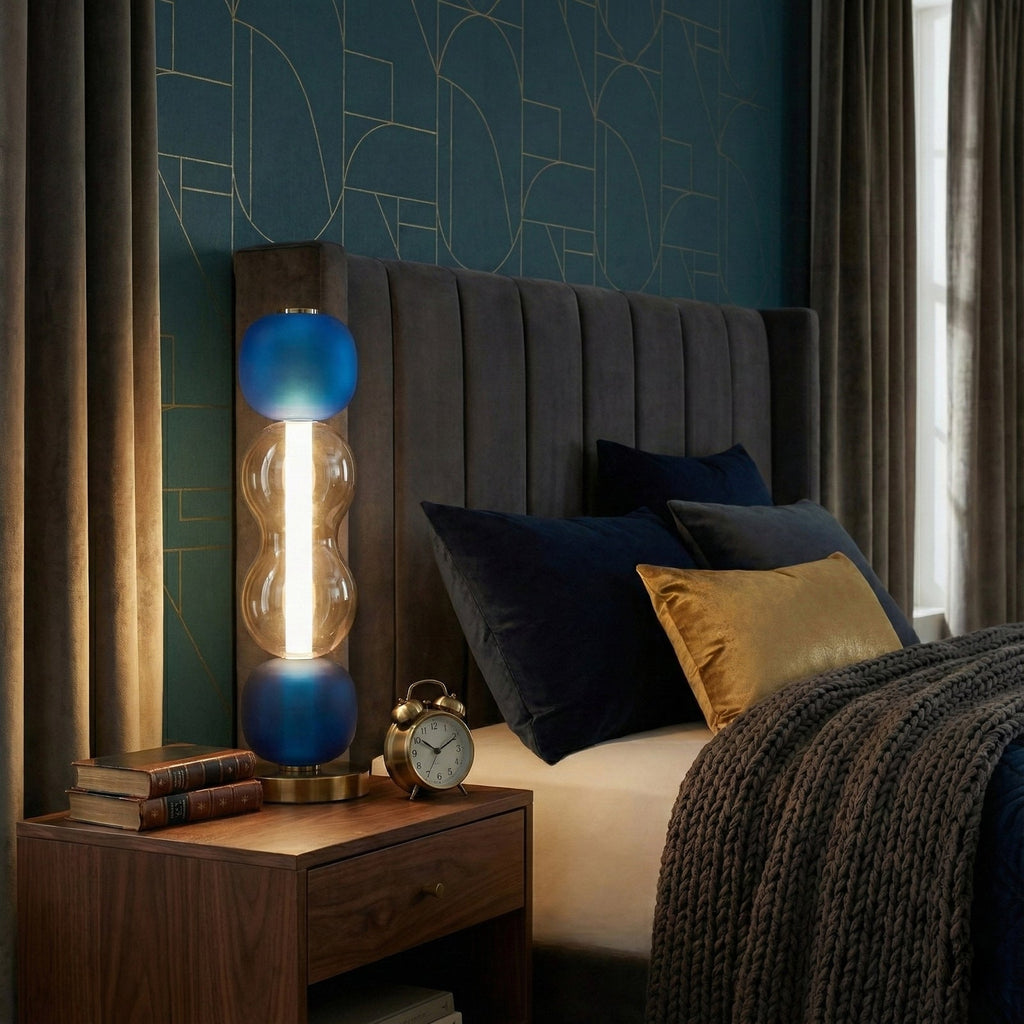 Colored Glass Table Lamp — Gold Base