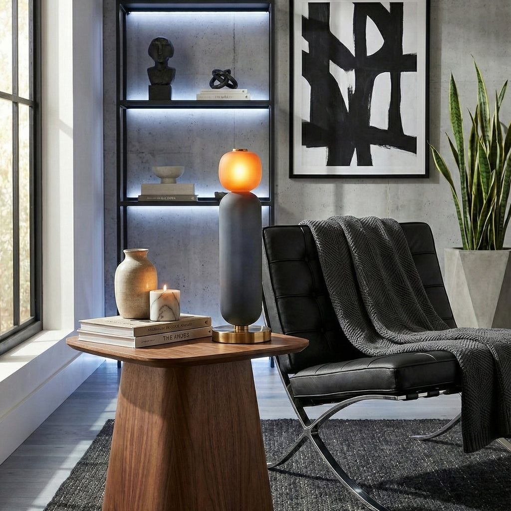 Colored Glass Table Lamp — Gold Base