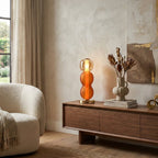 Colored Glass Table Lamp — Gold Base