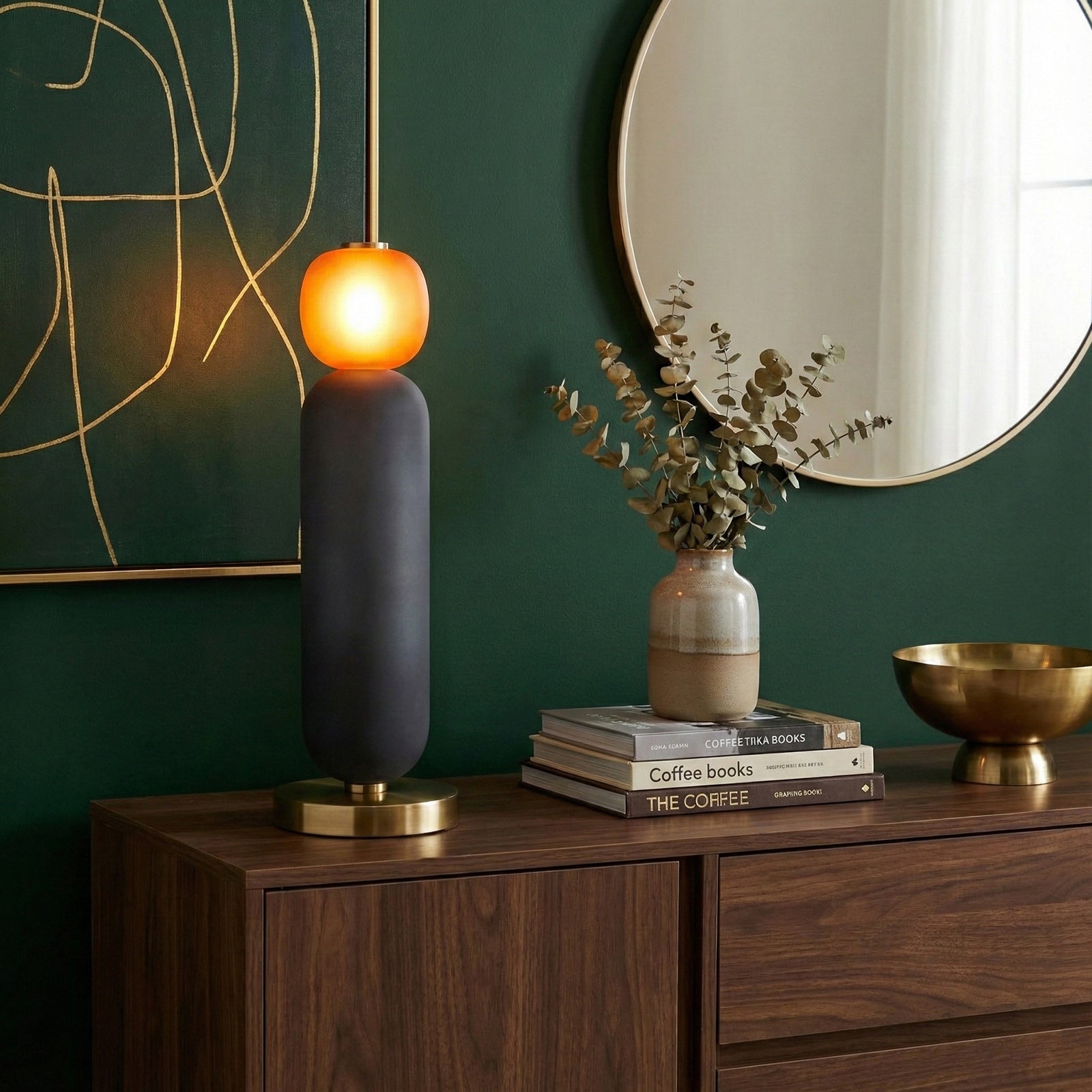 Colored Glass Table Lamp — Gold Base