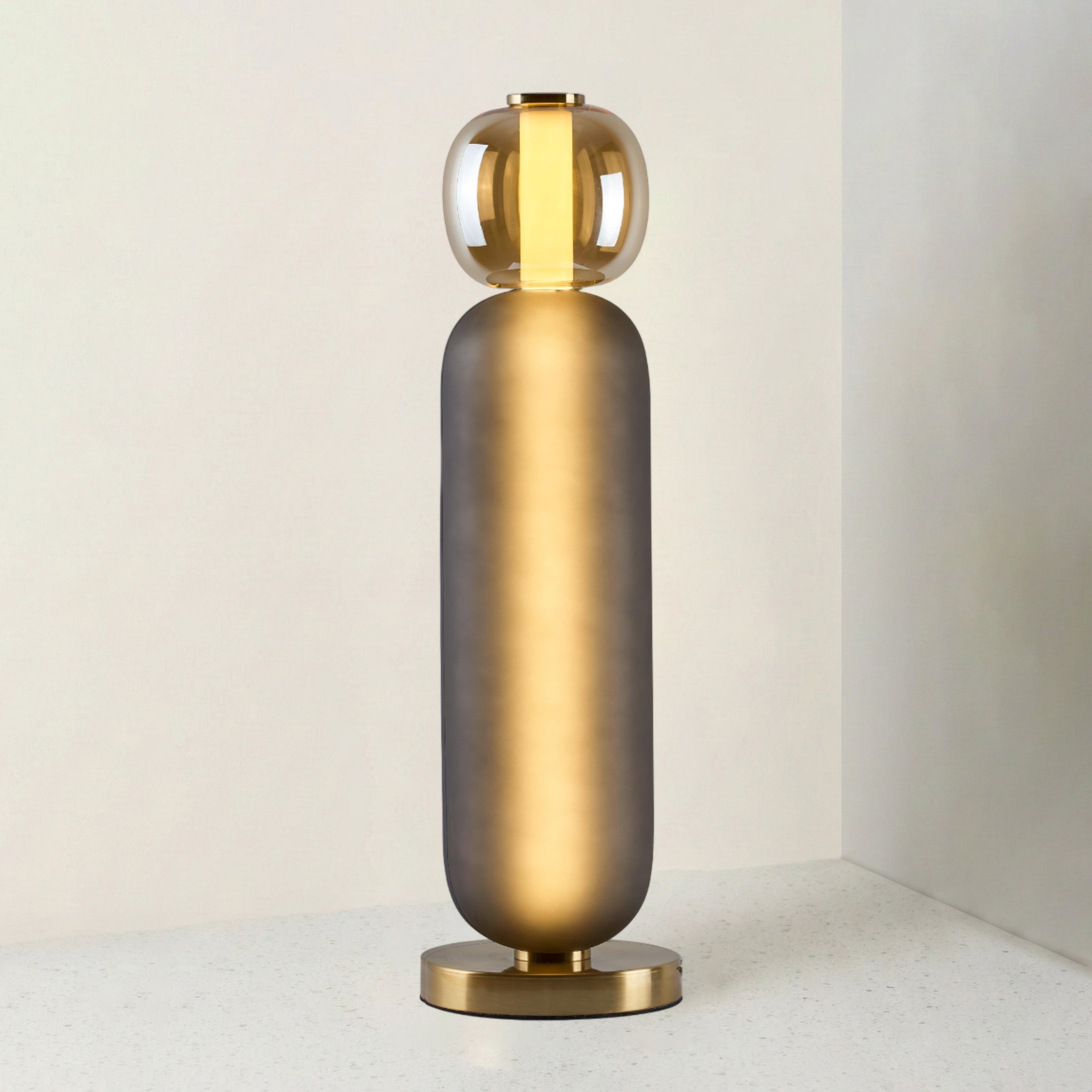 Colored Glass Table Lamp — Gold Base