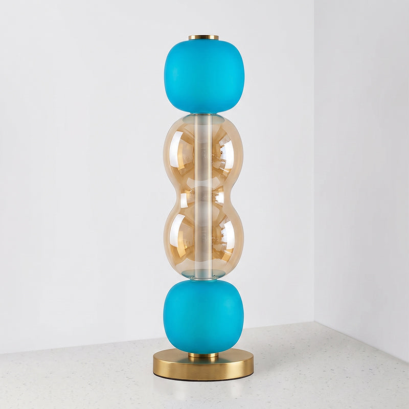 Colored Glass Table Lamp — Gold Base