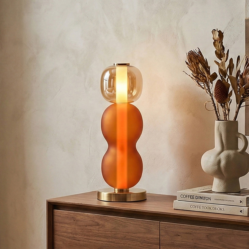 Colored Glass Table Lamp — Gold Base