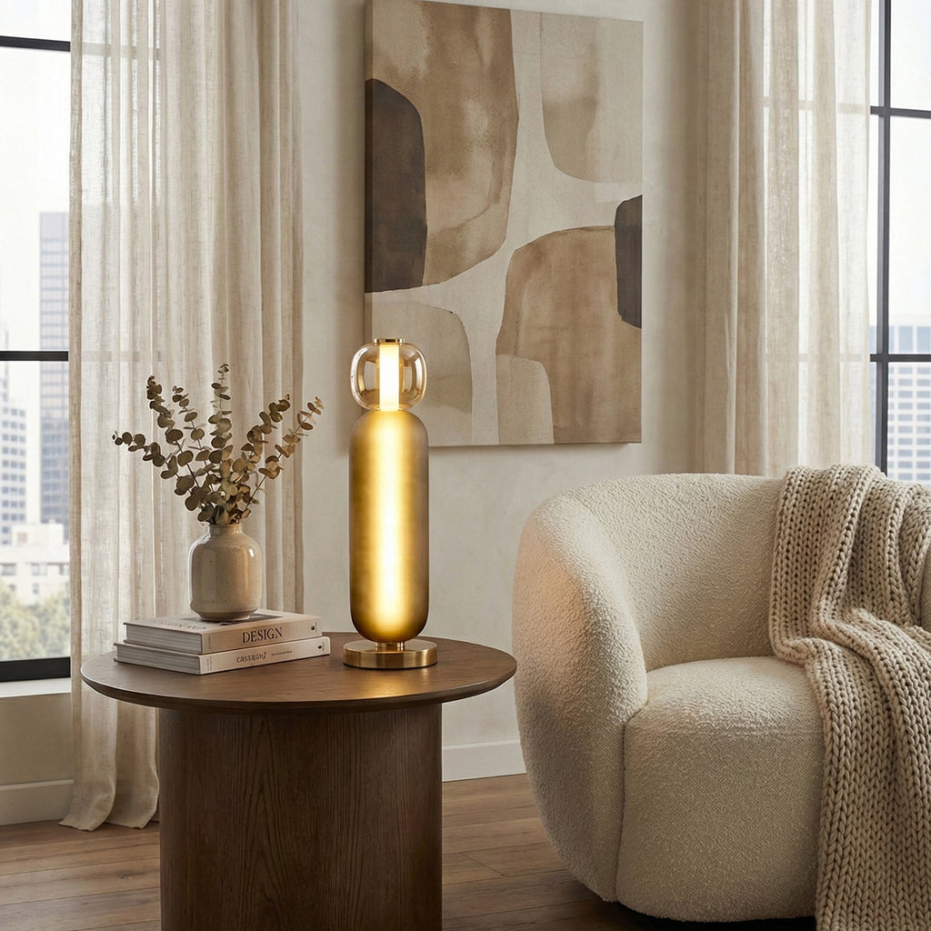 Colored Glass Table Lamp — Gold Base