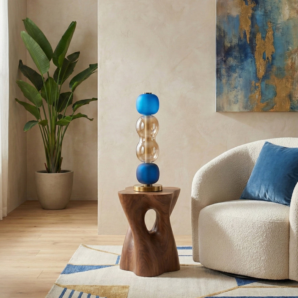 Colored Glass Table Lamp — Gold Base