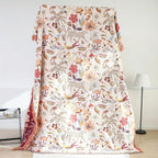 Jungle Bloom: Reversible Cotton Blanket with Tropical Floral Pattern & Light Texture – for Sofa & Bedroom