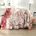 Jungle Bloom: Reversible Cotton Blanket with Tropical Floral Pattern & Light Texture – for Sofa & Bedroom