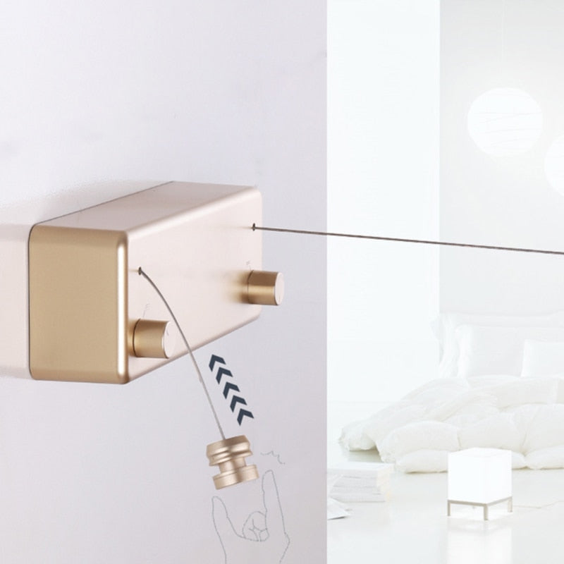 Retractable Clothesline, Dual Line, Wall Mounted, Wire Rope System