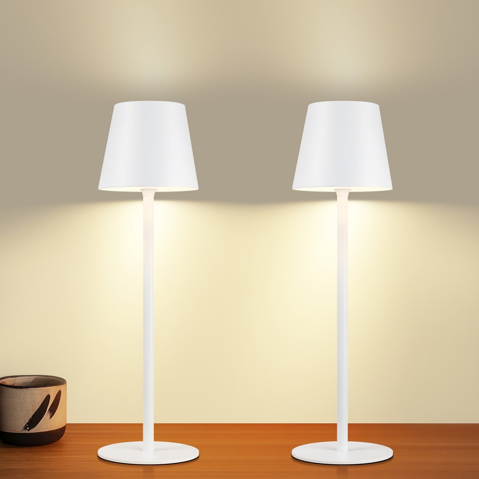 DuoGlow: 2-Piece Set of Cordless LED Table Lamps – Rechargeable Touch Lamps for Bedroom & Living Room
