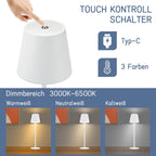 DuoGlow: 2-Piece Set of Cordless LED Table Lamps – Rechargeable Touch Lamps for Bedroom & Living Room