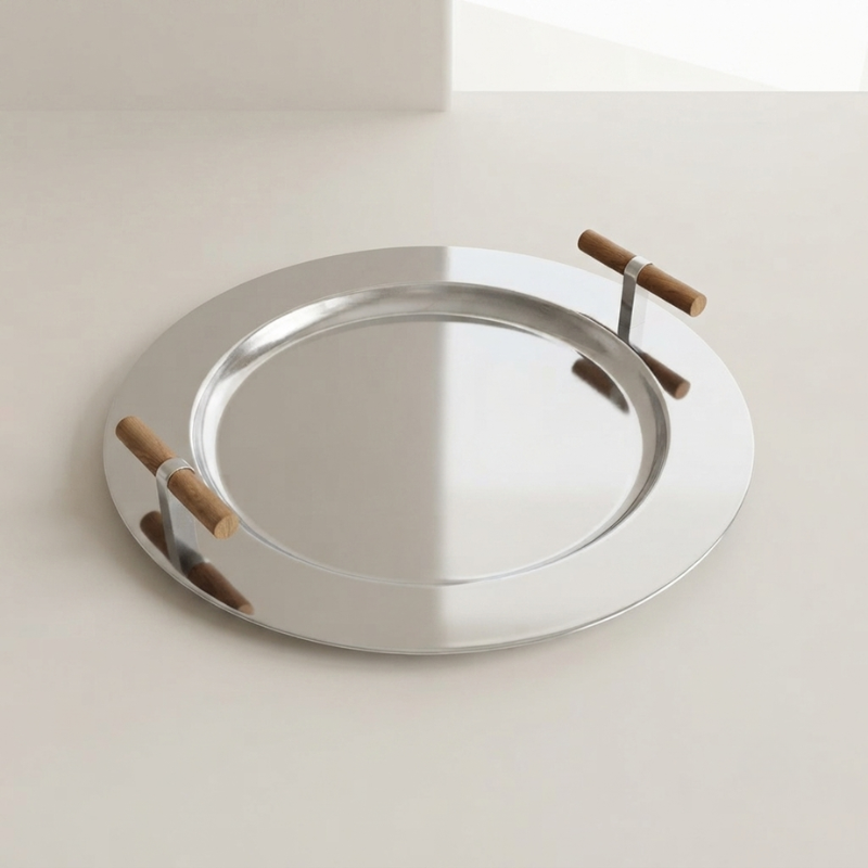 Durable Serving Tray Round with Handles & Stylish Design