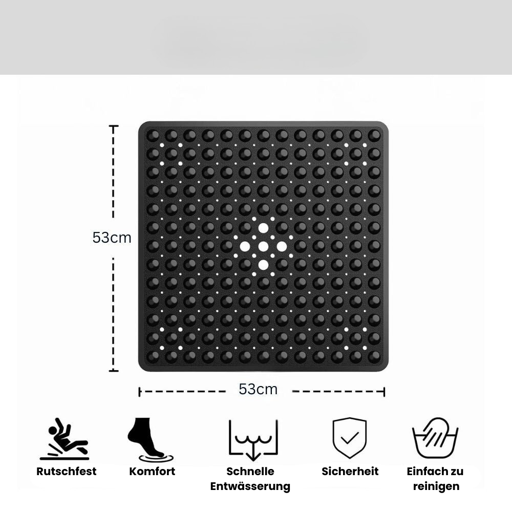 DuschGlück: Non-Slip Shower Mat with Suction Cups – Antibacterial & Easy-Care Bath Mat with Quick Water Drainage