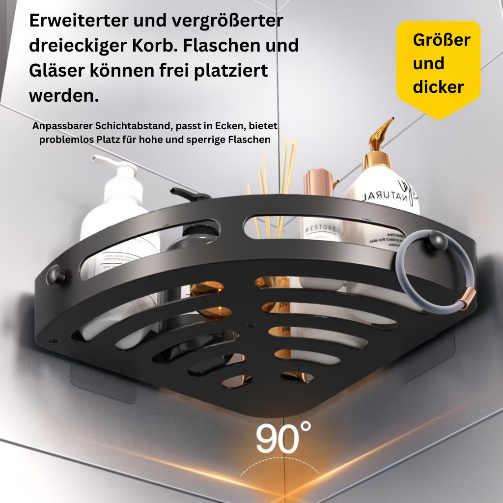 DuschOrdnung: Wall Shelves for Bathroom – Modern Plastic Corner Shelf, Floating & Space-Saving Without Drilling for Shampoo & Cosmetics