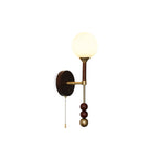 Milk-Glass Globe Sconce with Wood Abacus Beads