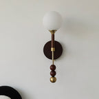 Milk-Glass Globe Sconce with Wood Abacus Beads