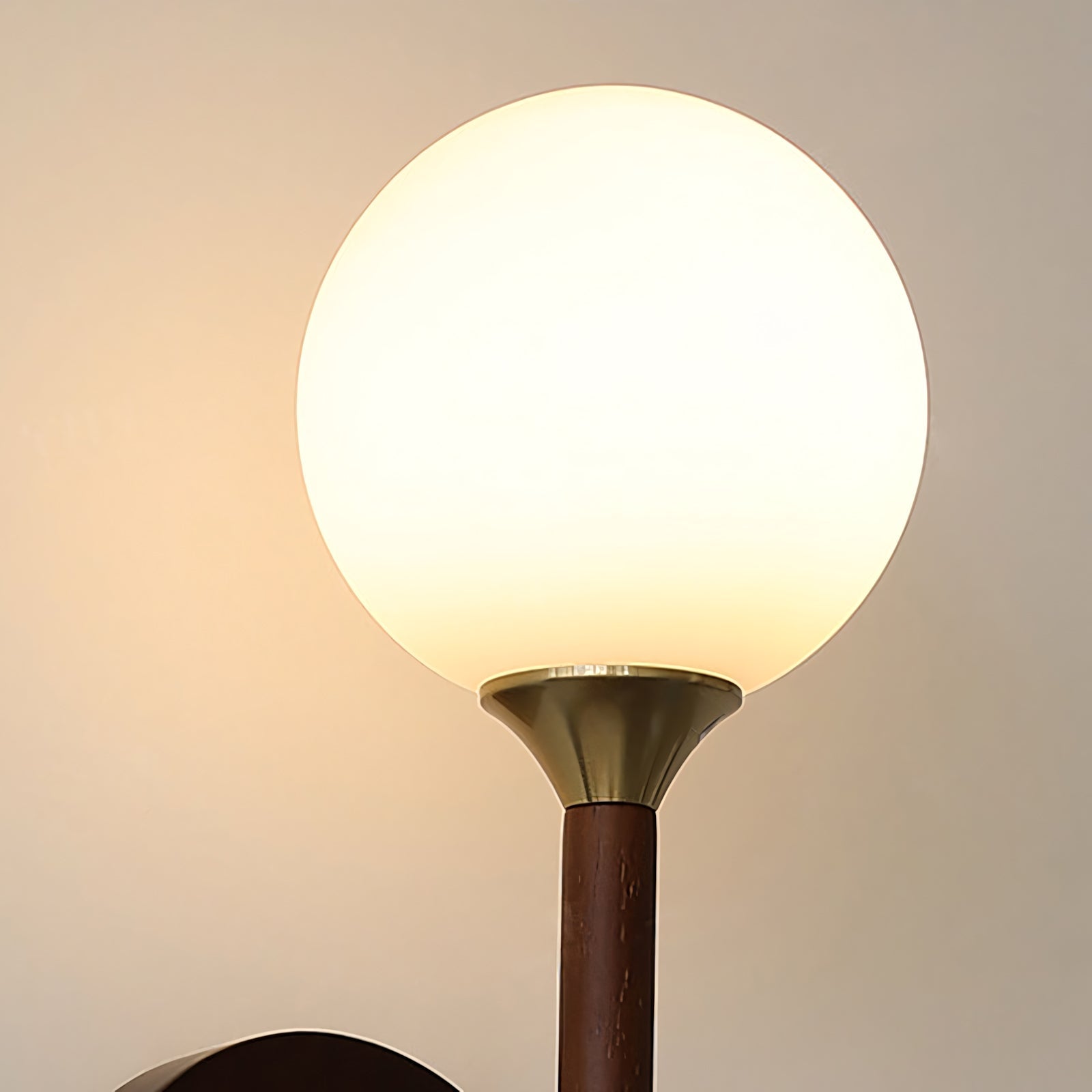 Milk-Glass Globe Sconce with Wood Abacus Beads