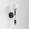 Milk-Glass Globe Sconce with Wood Abacus Beads