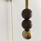 Milk-Glass Globe Sconce with Wood Abacus Beads