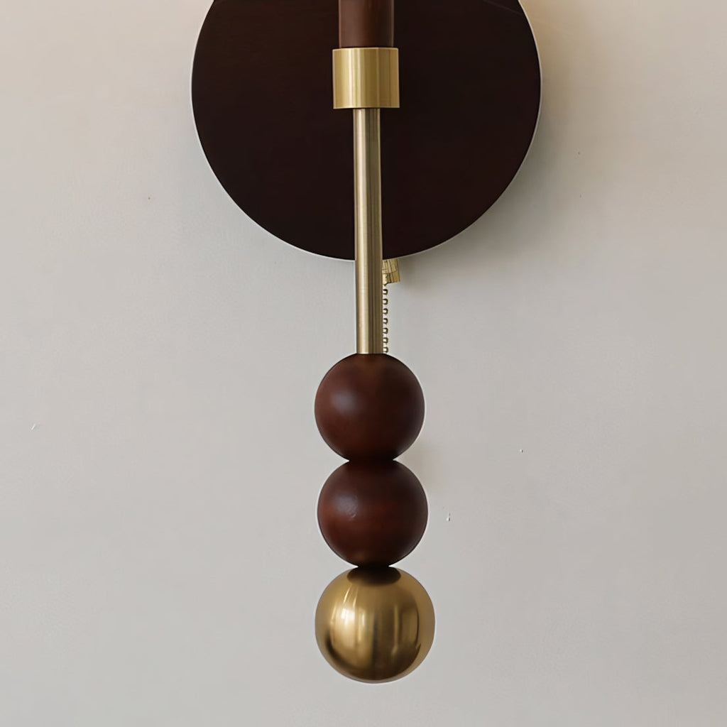 Milk-Glass Globe Sconce with Wood Abacus Beads