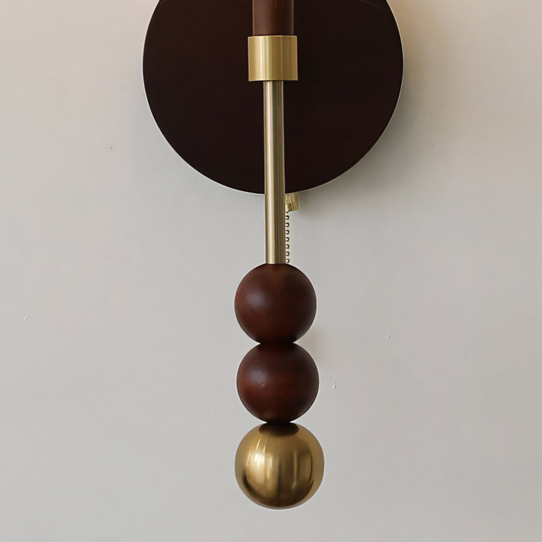 Milk-Glass Globe Sconce with Wood Abacus Beads