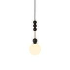 Frosted Globe Pendant with Stacked Wood Spheres