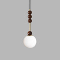 Frosted Globe Pendant with Stacked Wood Spheres