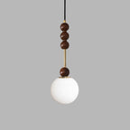 Frosted Globe Pendant with Stacked Wood Spheres