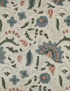 Elysian Linen Pillow | Handmade Block Print, Floral Design
