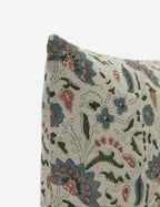 Elysian Linen Pillow | Handmade Block Print, Floral Design