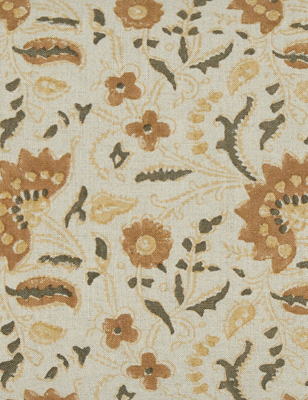 Elysian Linen Pillow | Handmade Block Print, Floral Design