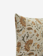 Elysian Linen Pillow | Handmade Block Print, Floral Design