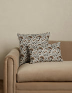 Elysian Linen Pillow | Handmade Block Print, Floral Design