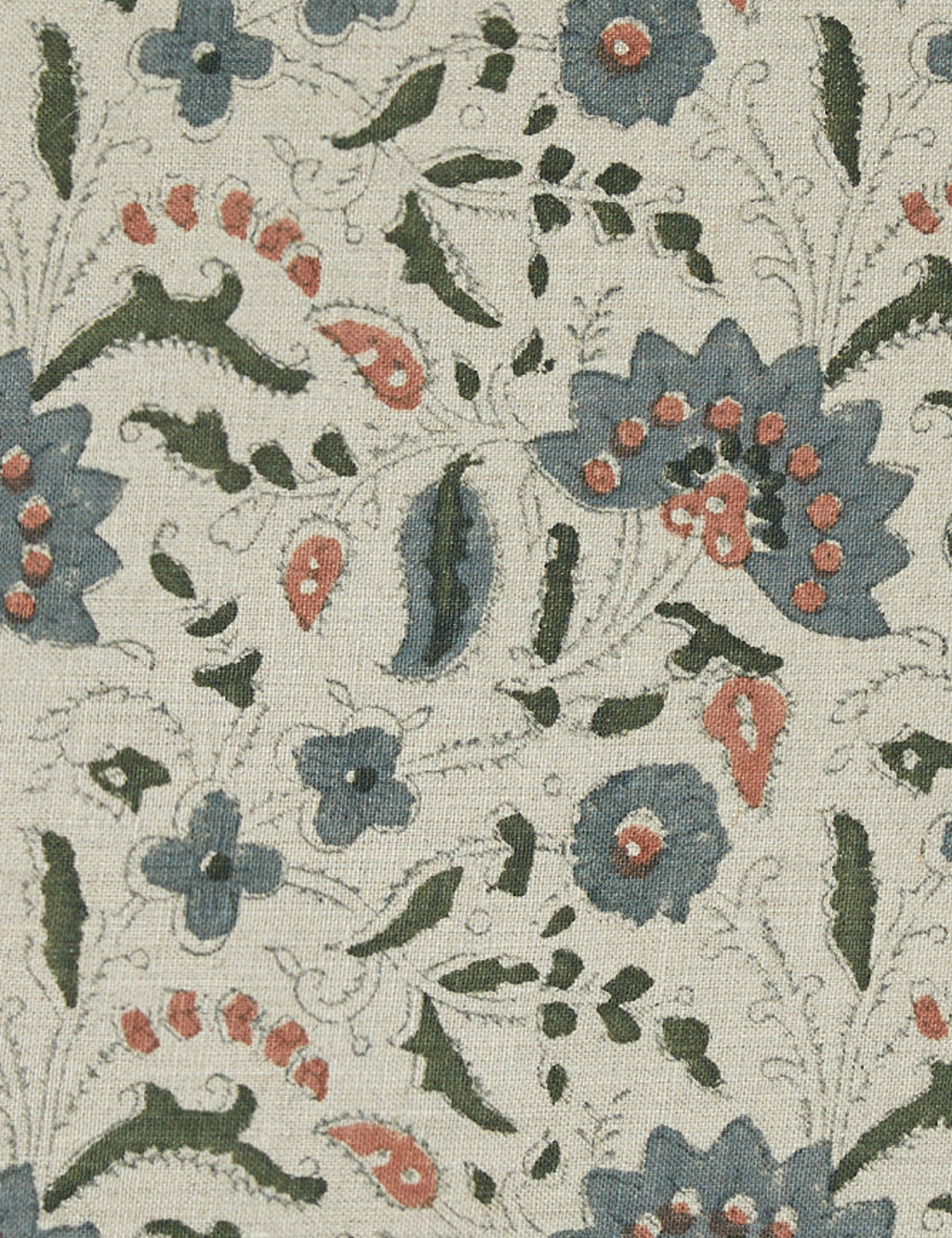 Elysian Linen Pillow | Handmade Block Print, Floral Design