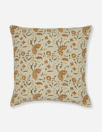 Elysian Linen Pillow | Handmade Block Print, Floral Design