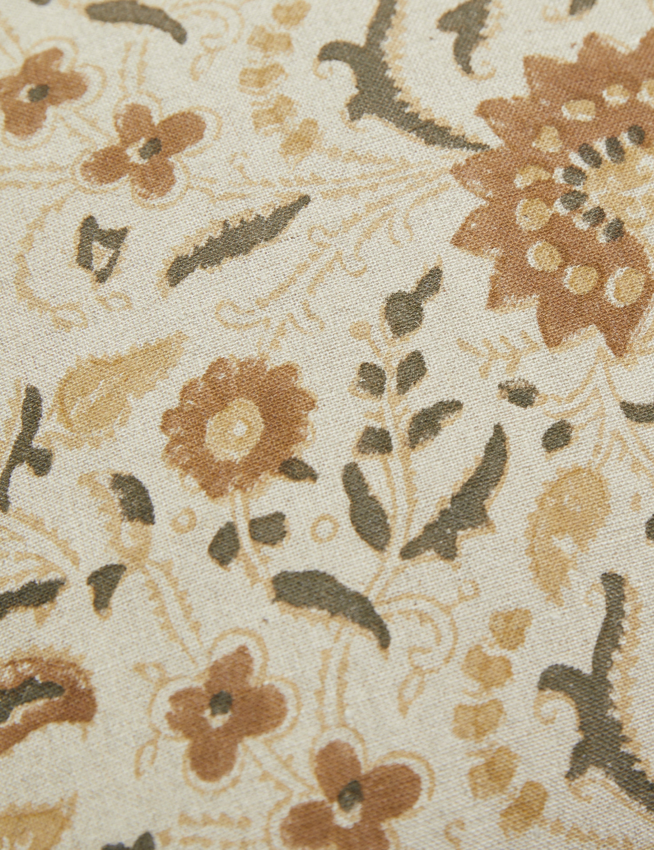 Elysian Linen Pillow | Handmade Block Print, Floral Design