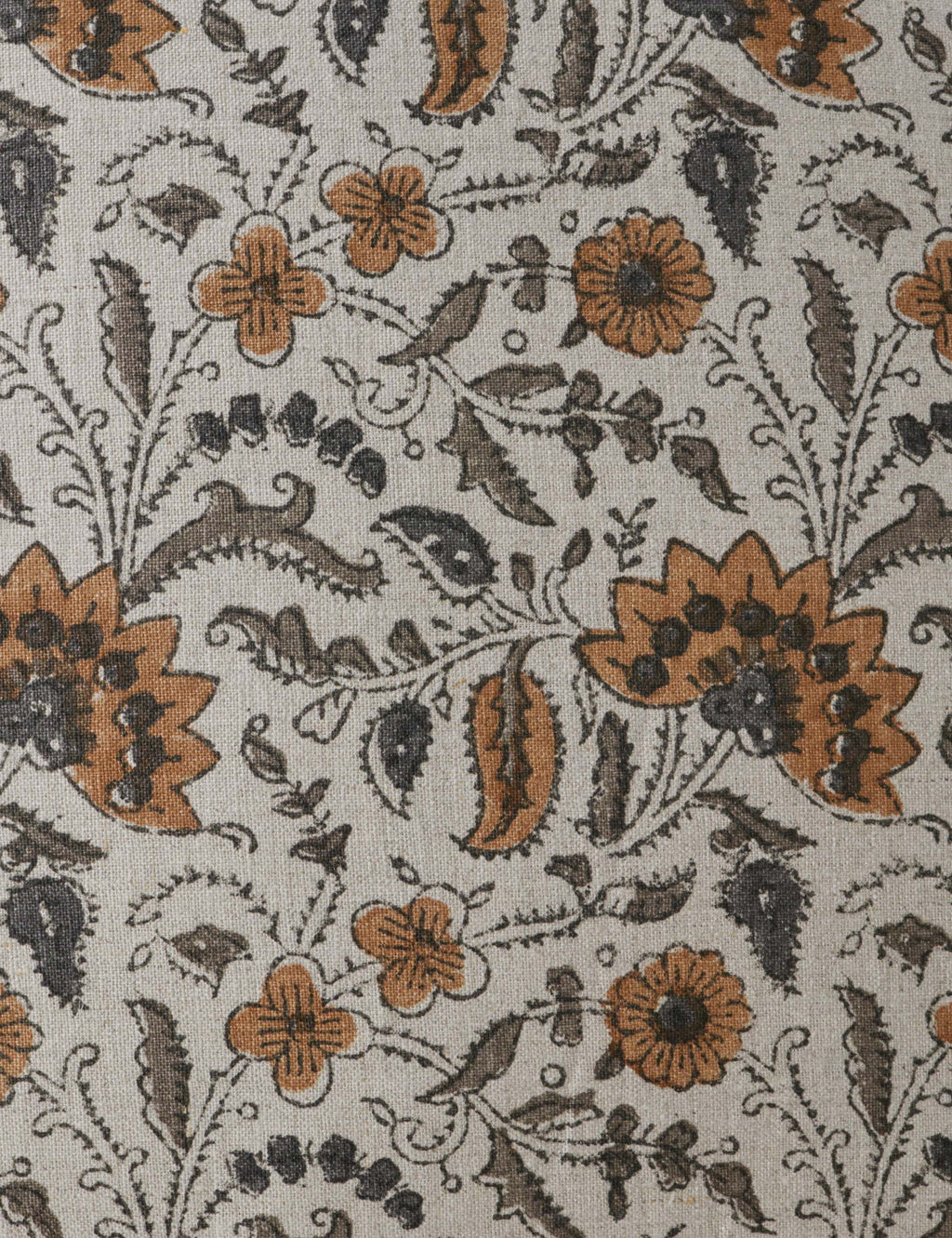 Elysian Linen Pillow | Handmade Block Print, Floral Design
