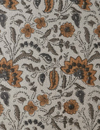 Elysian Linen Pillow | Handmade Block Print, Floral Design
