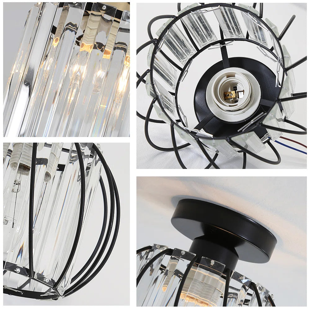 Dante Plafondlamp | Open Design met Glas & Metaal, Zwart of Goud