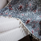 Ebony Leaf: Curtain with Floral Tapestry & Tassels – Semi-Blackout & Decorative for Living Room