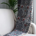 Ebony Leaf: Curtain with Floral Tapestry & Tassels – Semi-Blackout & Decorative for Living Room