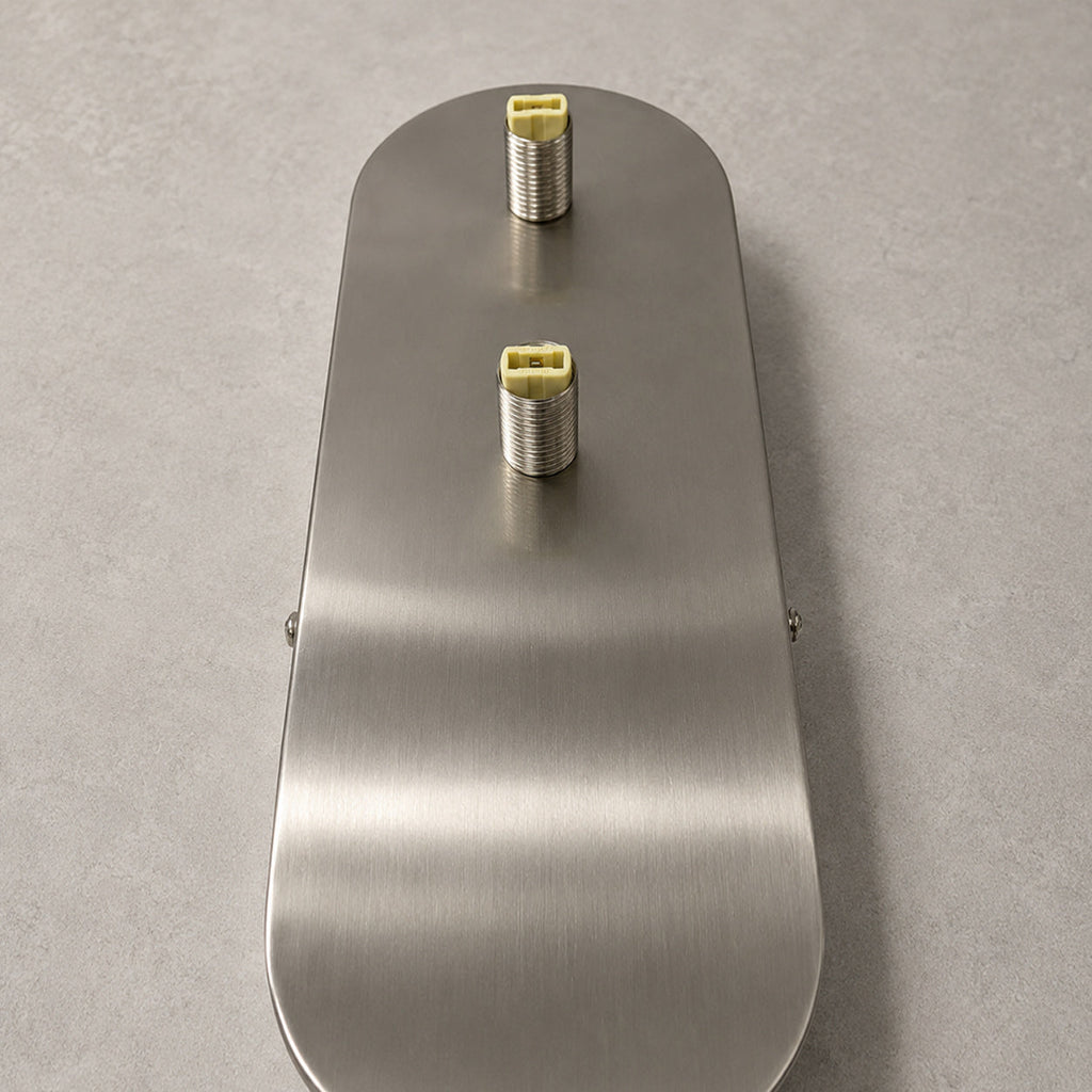 Curved-Backplate Glass Wall Sconce — Nickel
